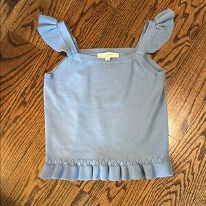 LOFT Light Blue Ruffle Sleeve Top